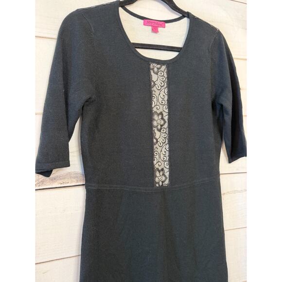 Betsy Johnson Sweater Dress Black With Lace Size MED Perf for FALL WINTER - Picture 5 of 5